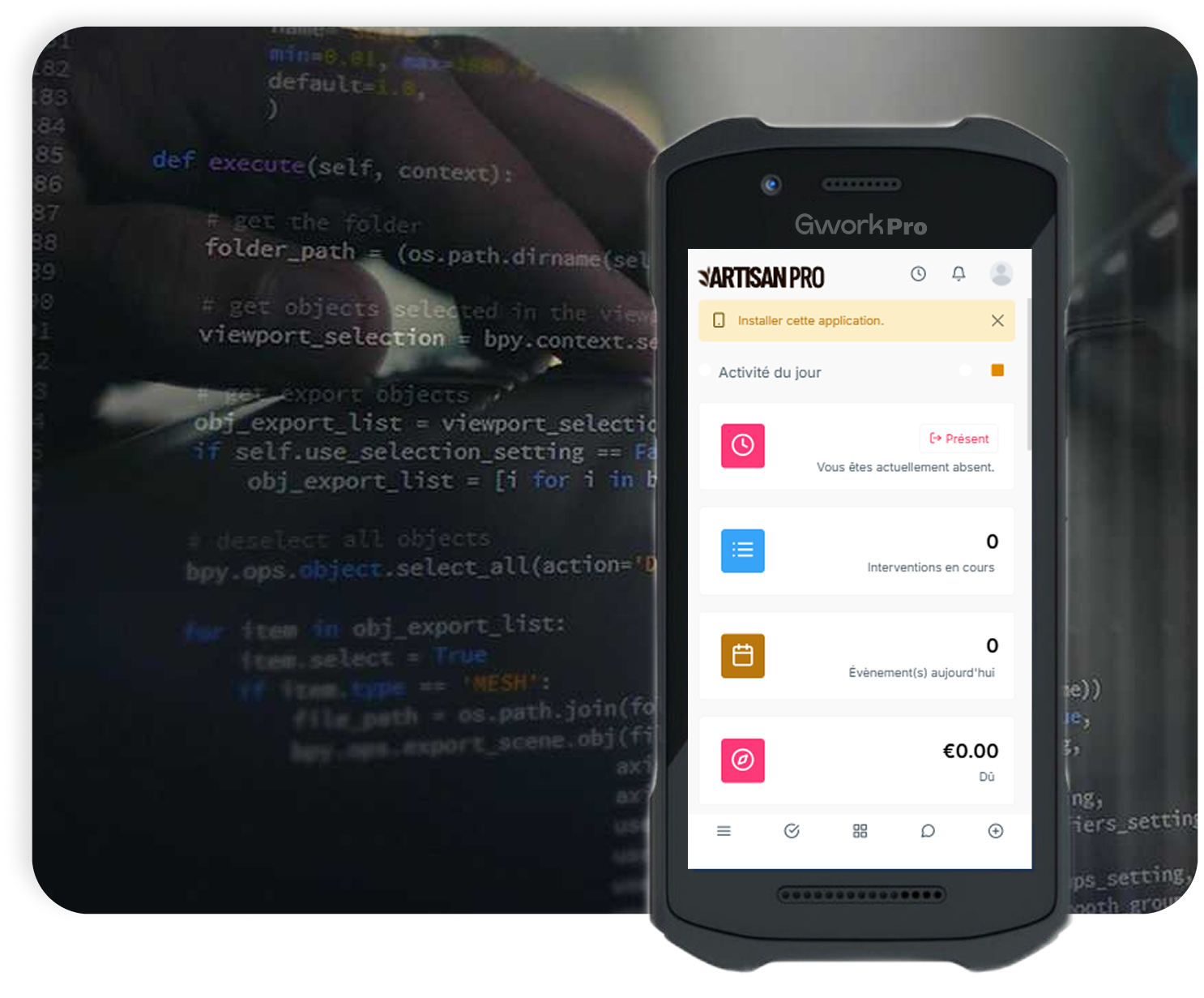Processus de développement — Code source et application mobile GworkPro