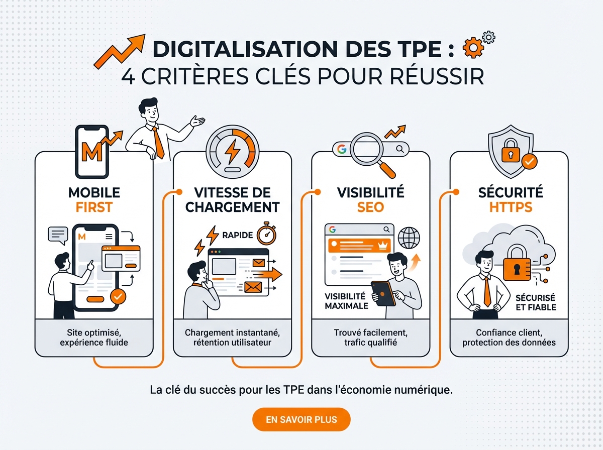 Critères d'un bon site web pour TPE - mobile-first, rapidité, SEO et sécurité HTTPS