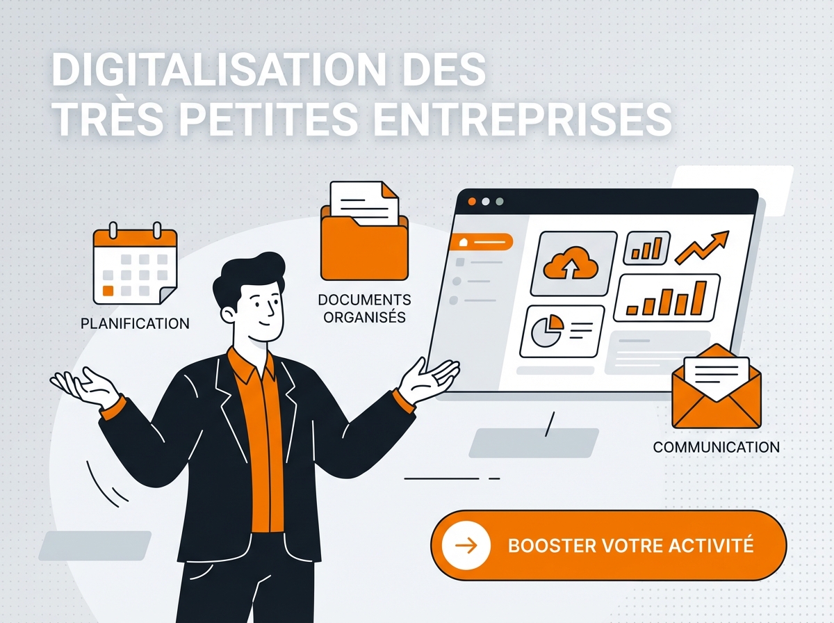 Transformation digitale réussie pour TPE - espace de travail moderne organisé avec tableau de bord et indicateurs de succès