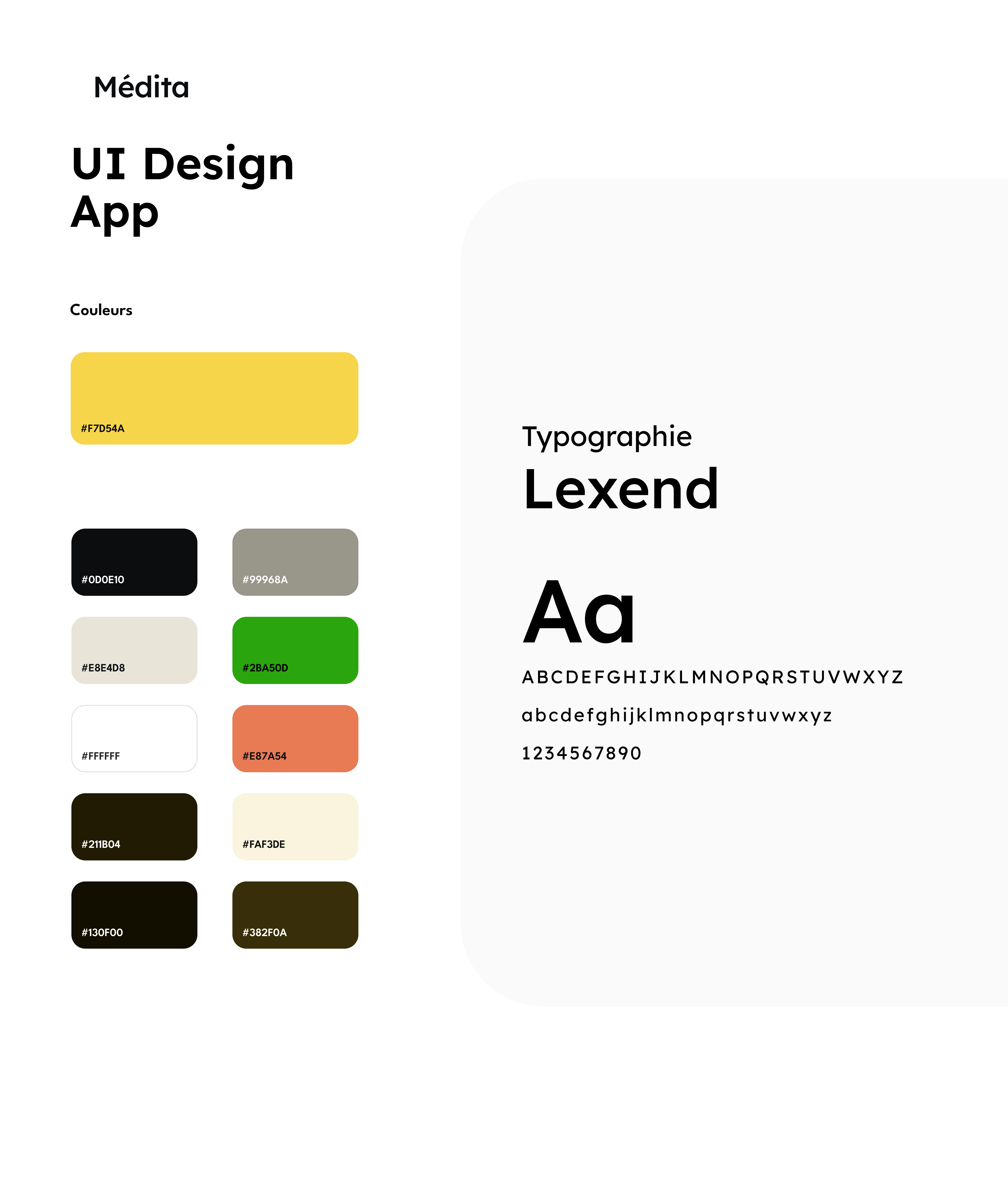 UI Design App — Couleurs et typographie Lexend