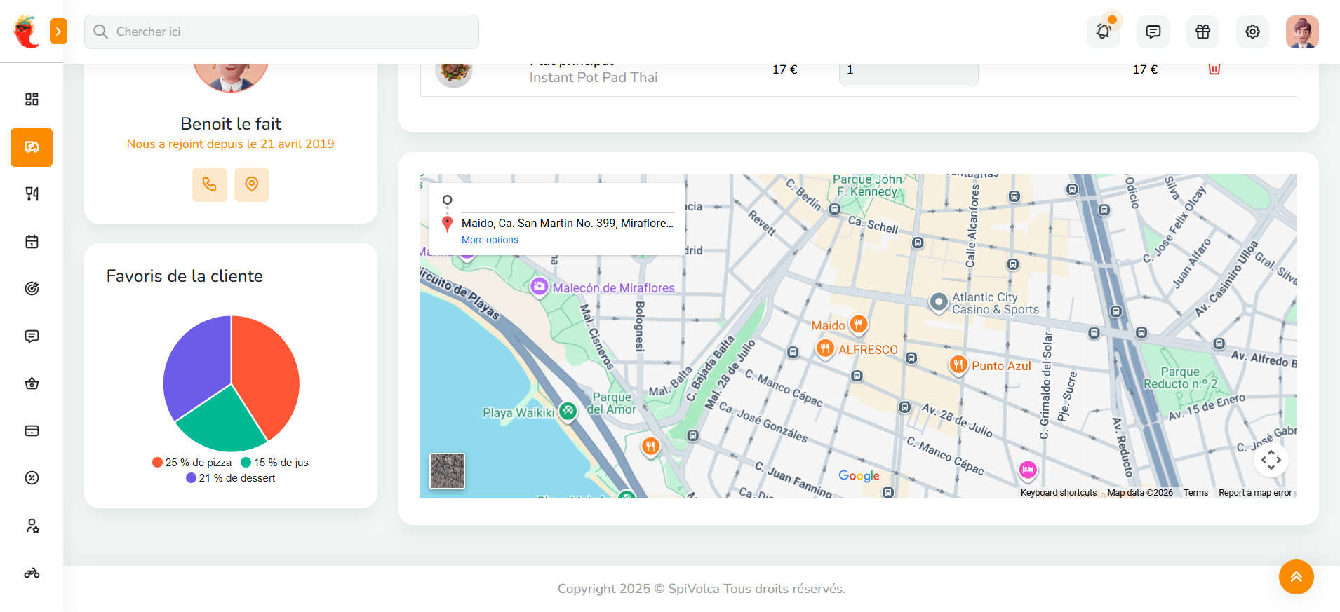 Profil Client & Livraison — Favoris, historique et suivi GPS sur carte
