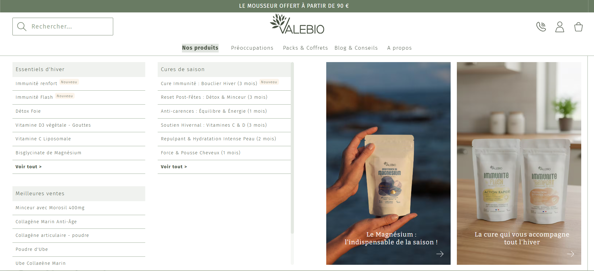 Méga-Menu Produits — Essentiels d’hiver, cures de saison et meilleures ventes